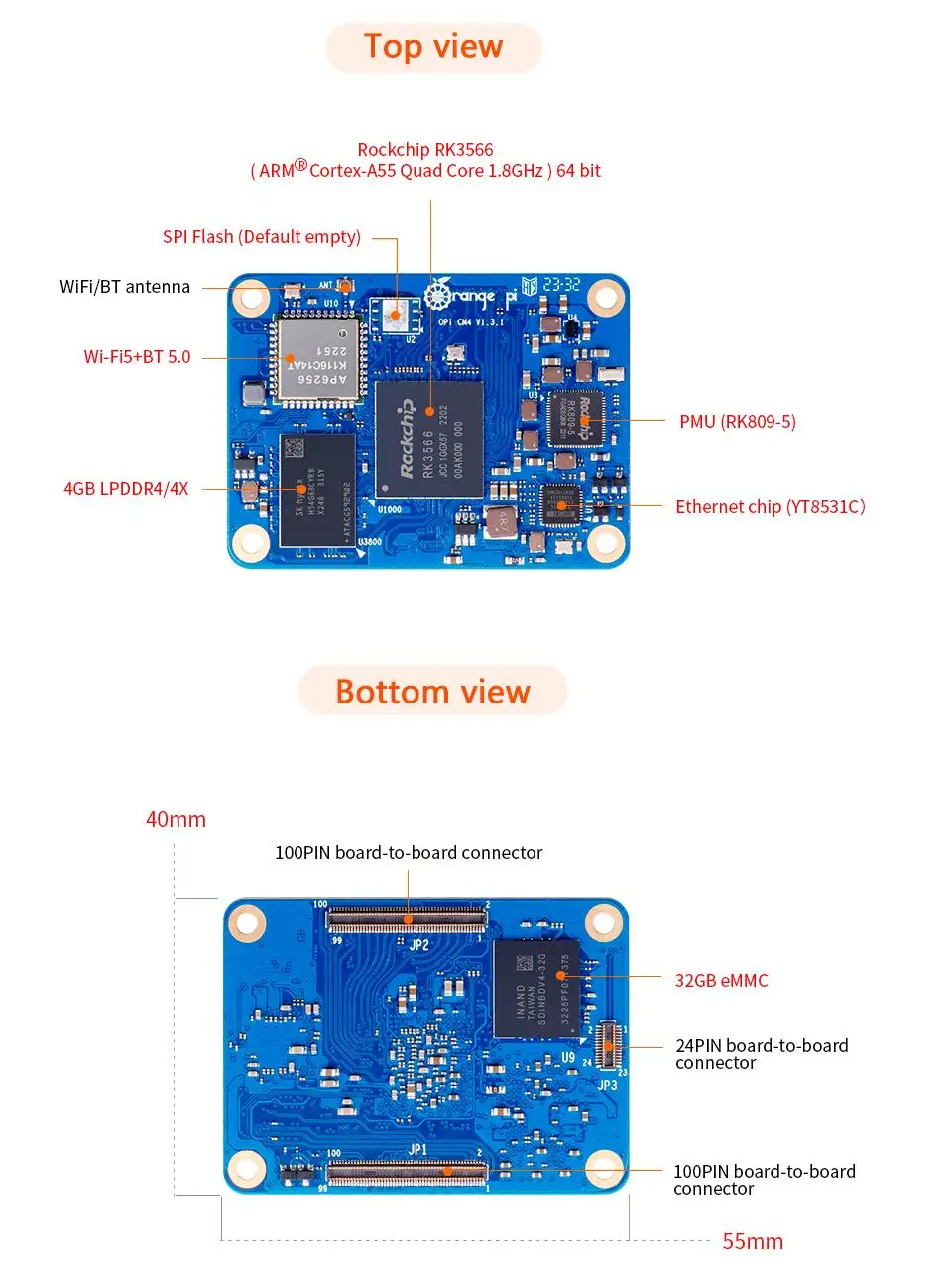 BoaMasMOrange Pi CM4 4GB RAM 3 - огляд і ціна Compute Module 4 32Gb Wifi