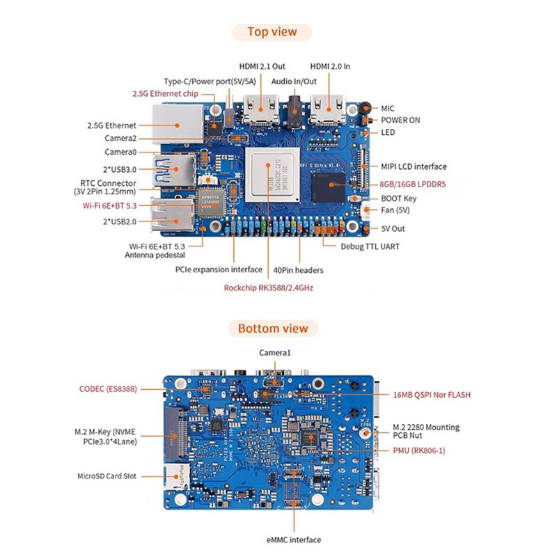 ABRI-For Orange Pi 5 Ultra RK3 - огляд і ціна Rk3588 Mini Pc Board